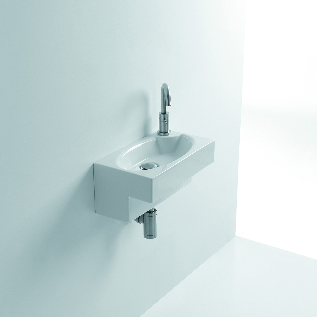 Deca, 17.3 x 9.8 x 7.9, Wall Mounted Bathroom Sink in Ceramic White, Perfect for Small Bathrooms, Made in Italy