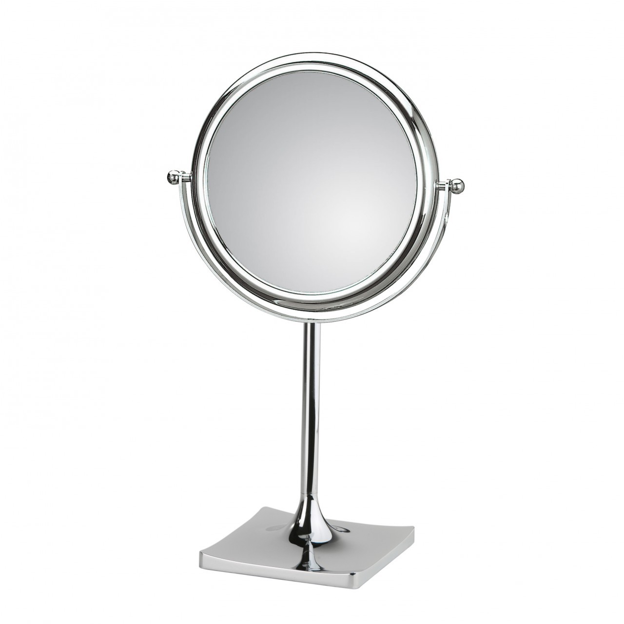Doppiolo 46-1 by WS Bath Collections 7.1 Dia. x 13.0 Free Standing Magnifying Mirror, in Chromed Plated Brass Structure and Frame in Chromed Plated Abs