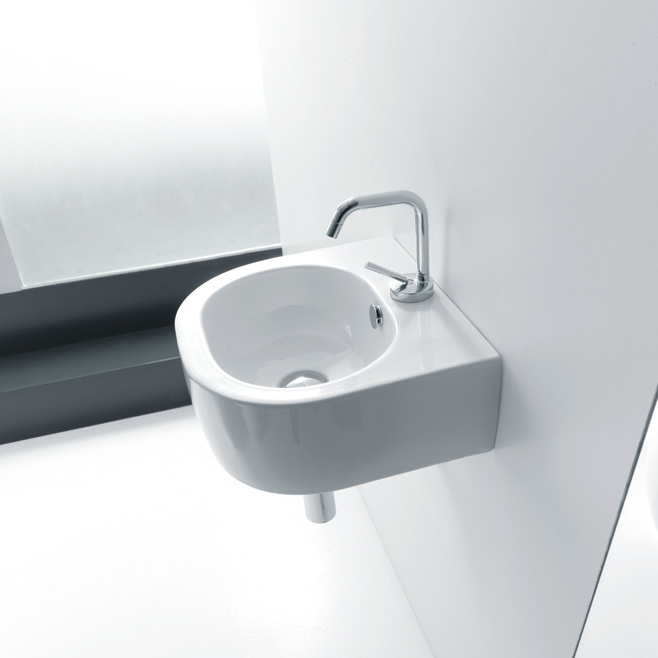 Flo 3149 by WS Bath Collections, 15.7 x 14.6, Bathroom Sink in Ceramic White, Can be Wall Mounted or Used as a Vessel (countertop) Bathroom Sink